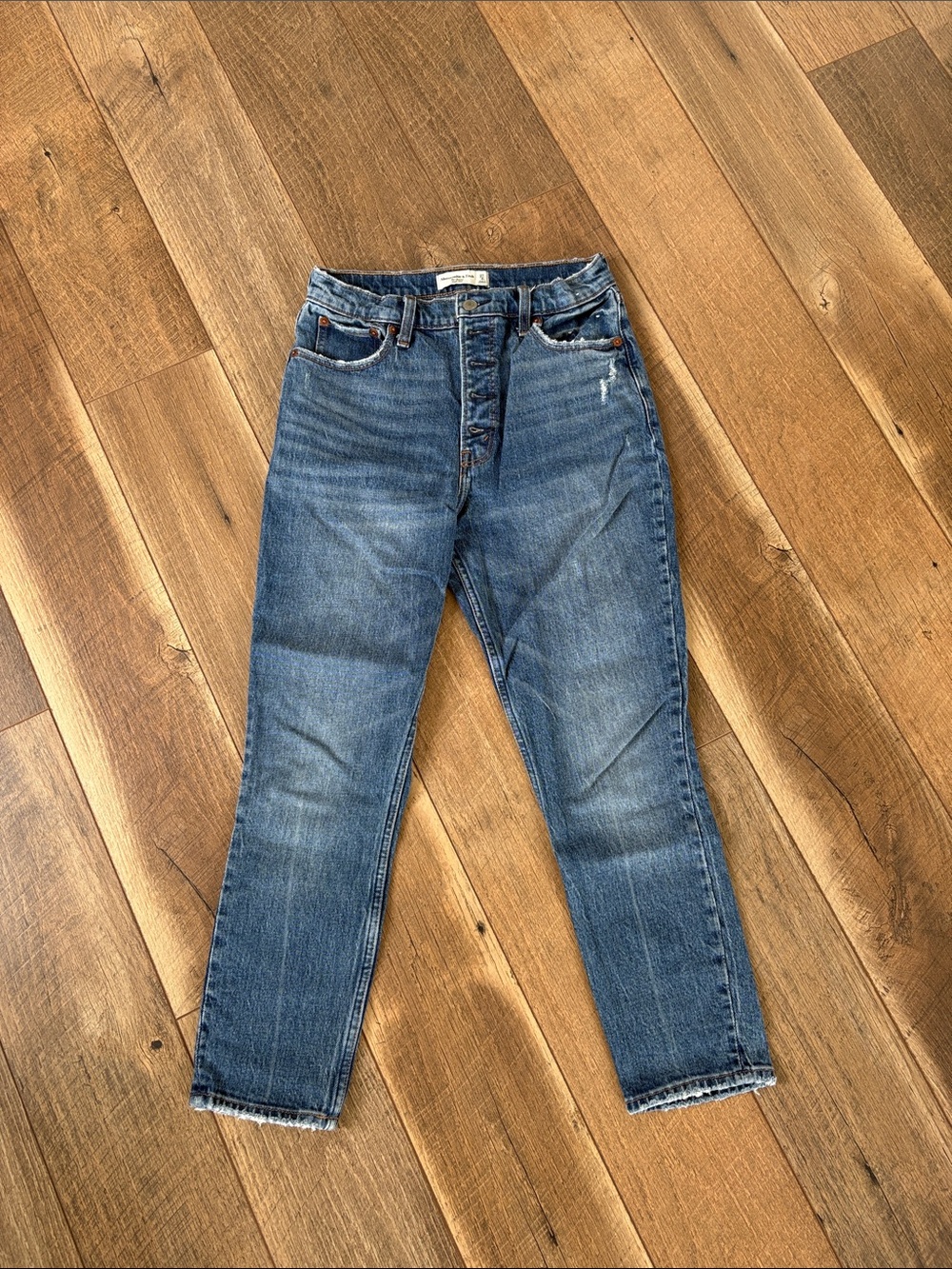 Abercrombie and Fitch Skinny High-Rise Button-Fly Blue Jeans